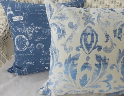 Premier Prints Paris Pillow Cover in Denim Blue, French Country Decor - image2